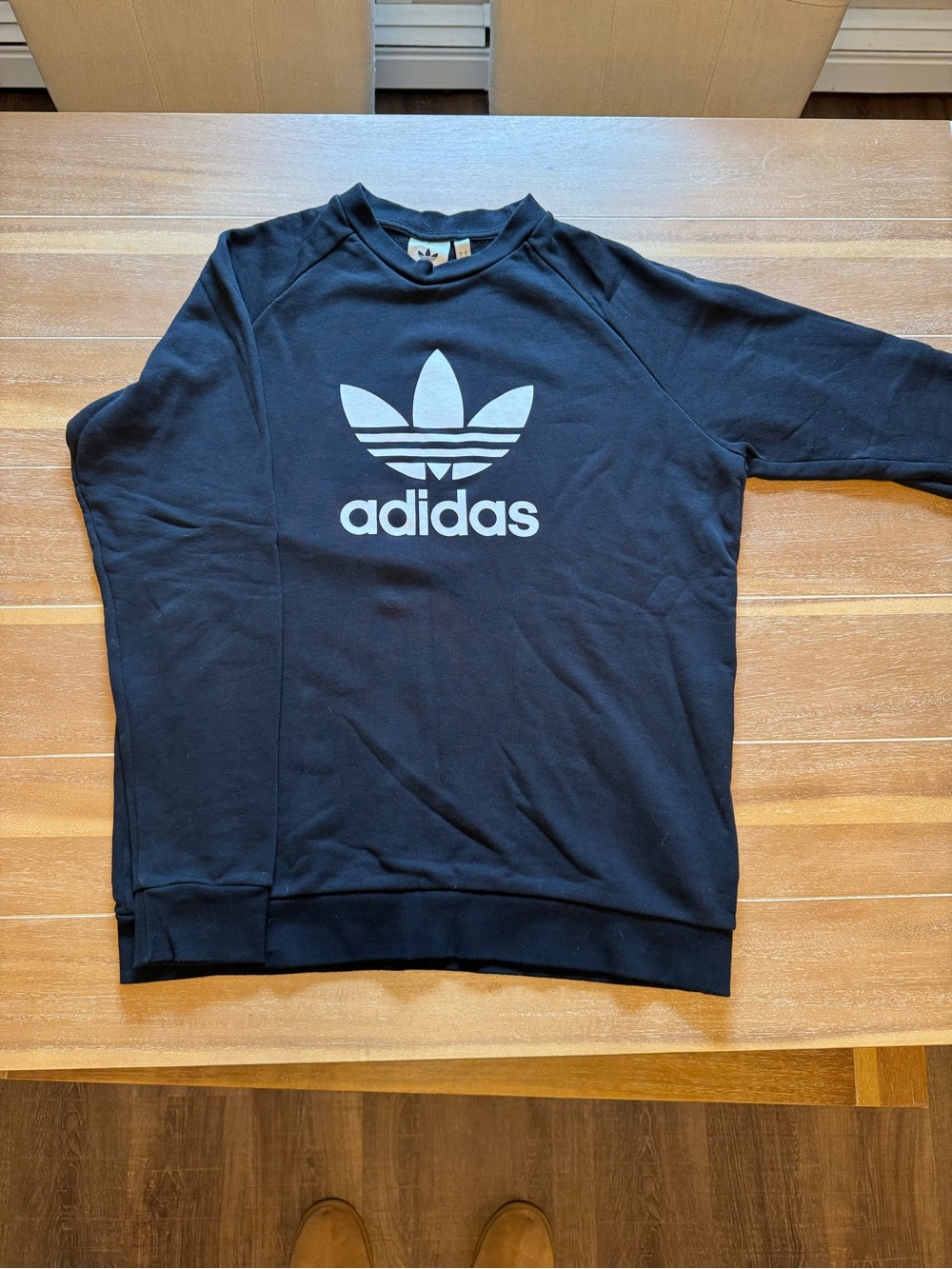 adidas Black Crewneck Sweatshirt with White Trefoil Logo